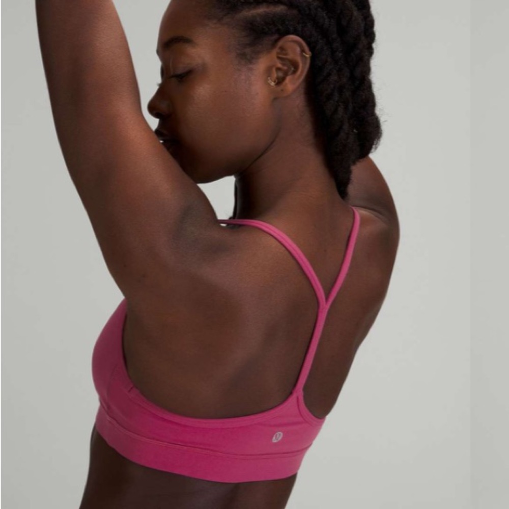 Lululemon Women's Flow Y Bra Nulu A-C Cup sz 8 Pink Lychee - Picture 4 of 7